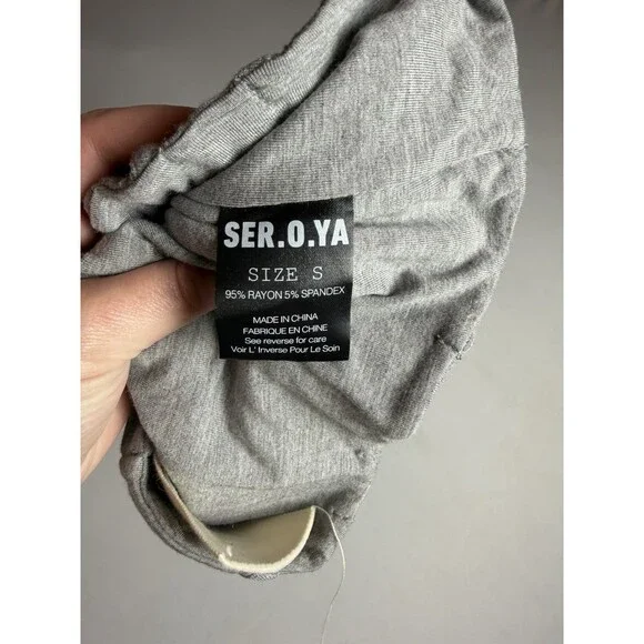 SER.O.YA Viv Gray Corset Bustier Crop Top Small Spaghetti Strap NWT - Picture 8 of 12
